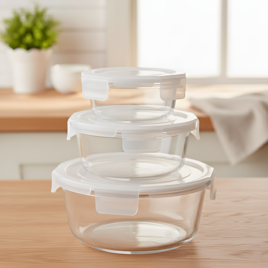 Glass Tupperware Set - 3 Pcs